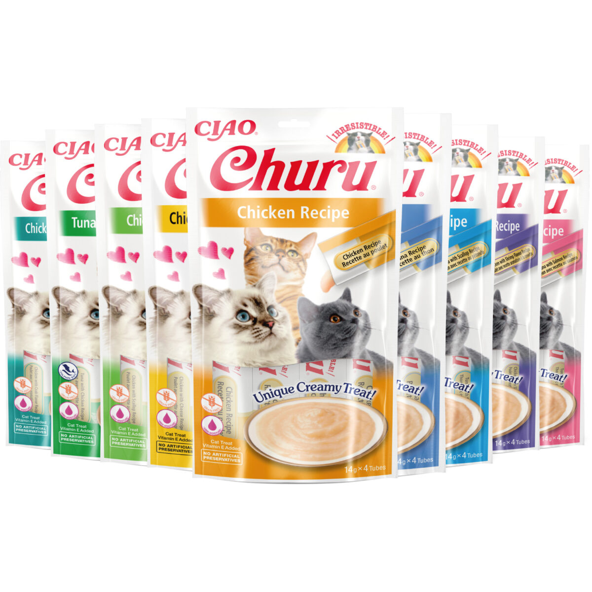 Inaba Ciao Churu Puree Cat Treats Tuna & Chicken (4 x 14g Tubes